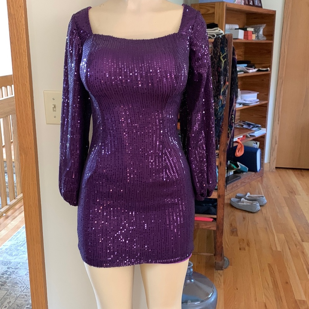 Brand new purple sequenced dress, size 2